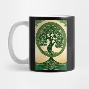 green and gold Celtic tree of life Mug